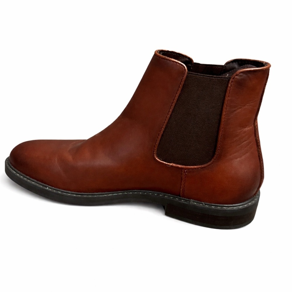Calvin Klein Brown Leather Chelsea Boots Men’s – Classic Dress Ankle Boots 9M - Picture 4 of 5
